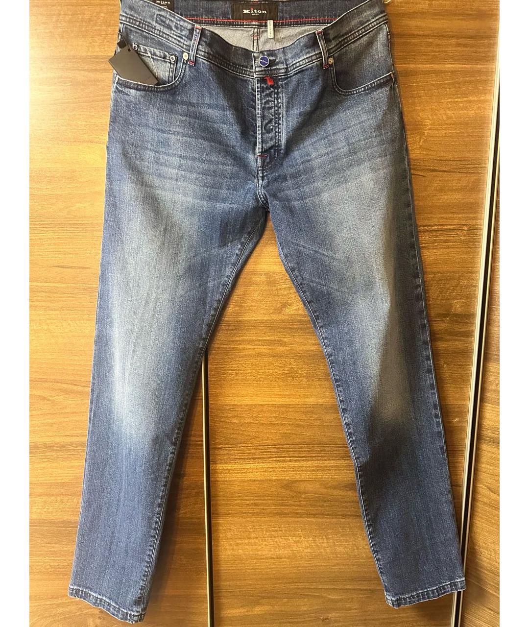 KITON Синие хлопко-эластановые джинсы, фото 5