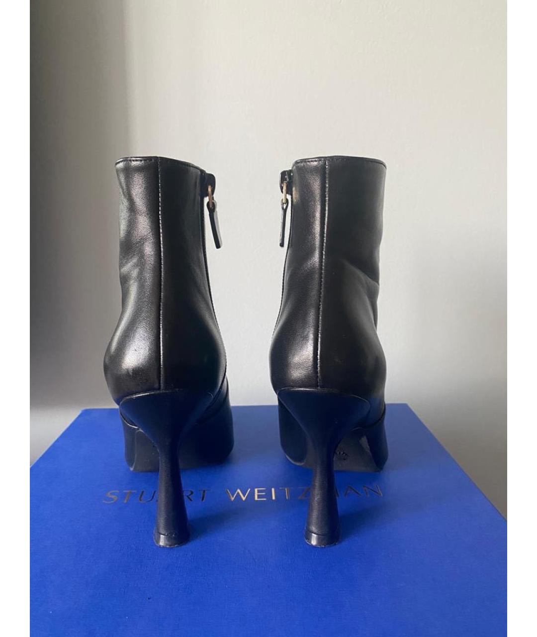 STUART WEITZMAN Черные кожаные ботильоны, фото 4
