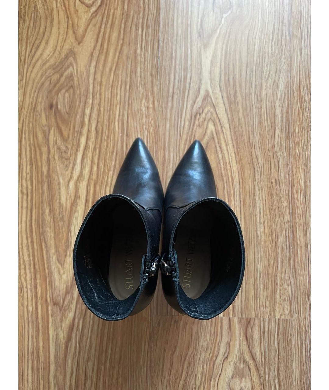 STUART WEITZMAN Черные кожаные ботильоны, фото 3