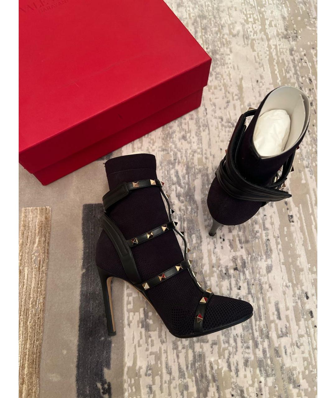 VALENTINO Черные текстильные ботильоны, фото 6
