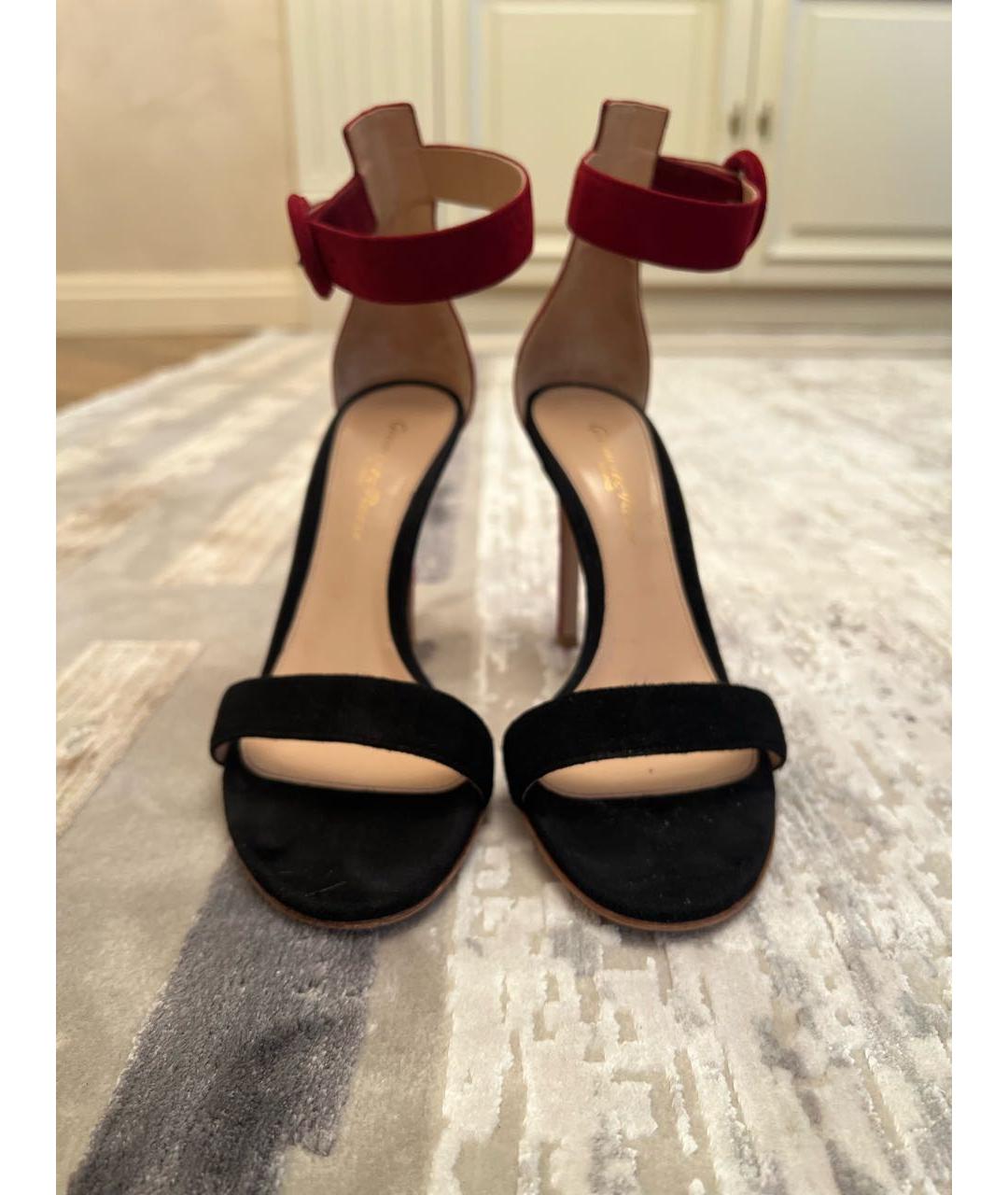 GIANVITO ROSSI Бордовые замшевые босоножки, фото 2