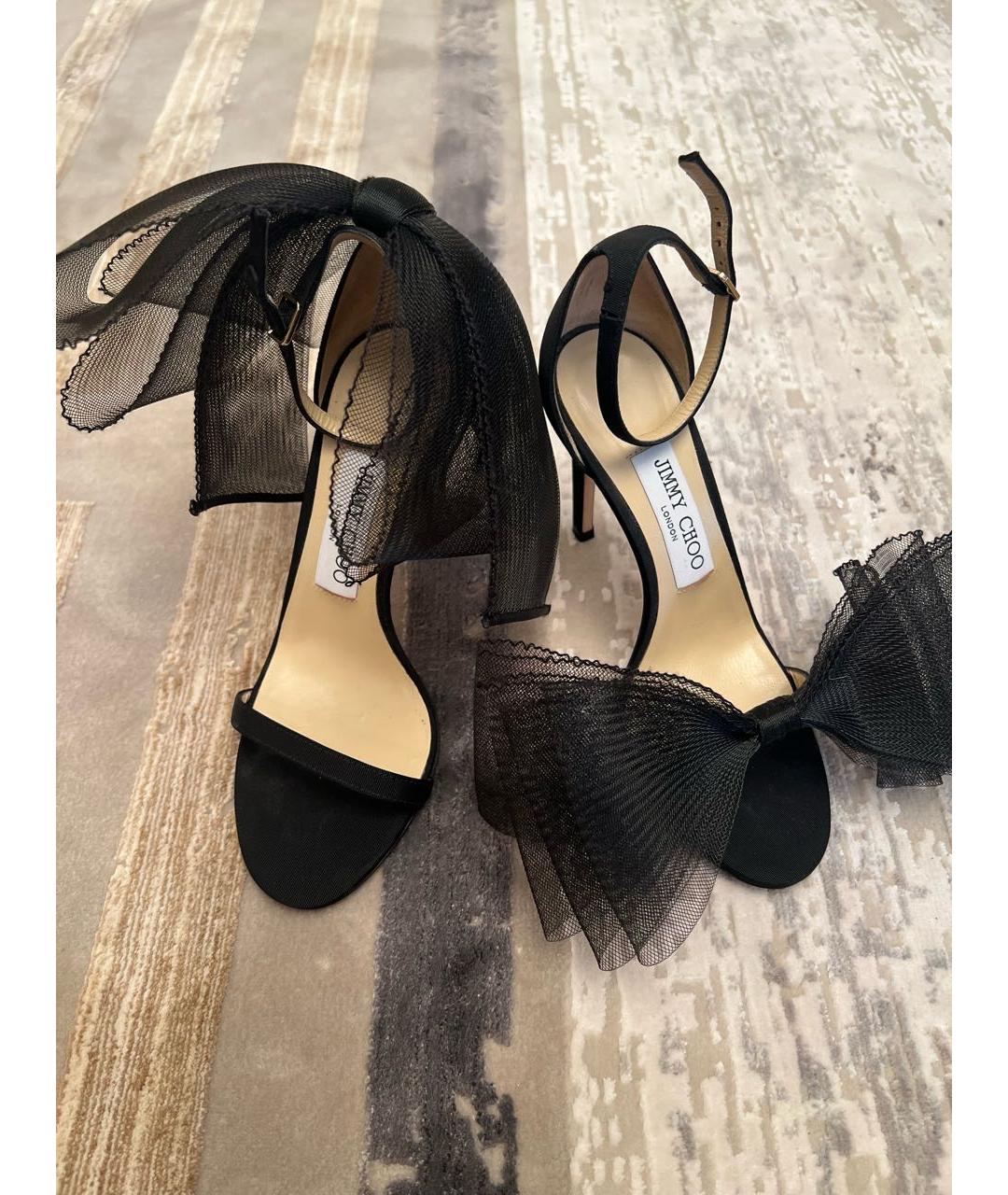 JIMMY CHOO Черные текстильные босоножки, фото 4