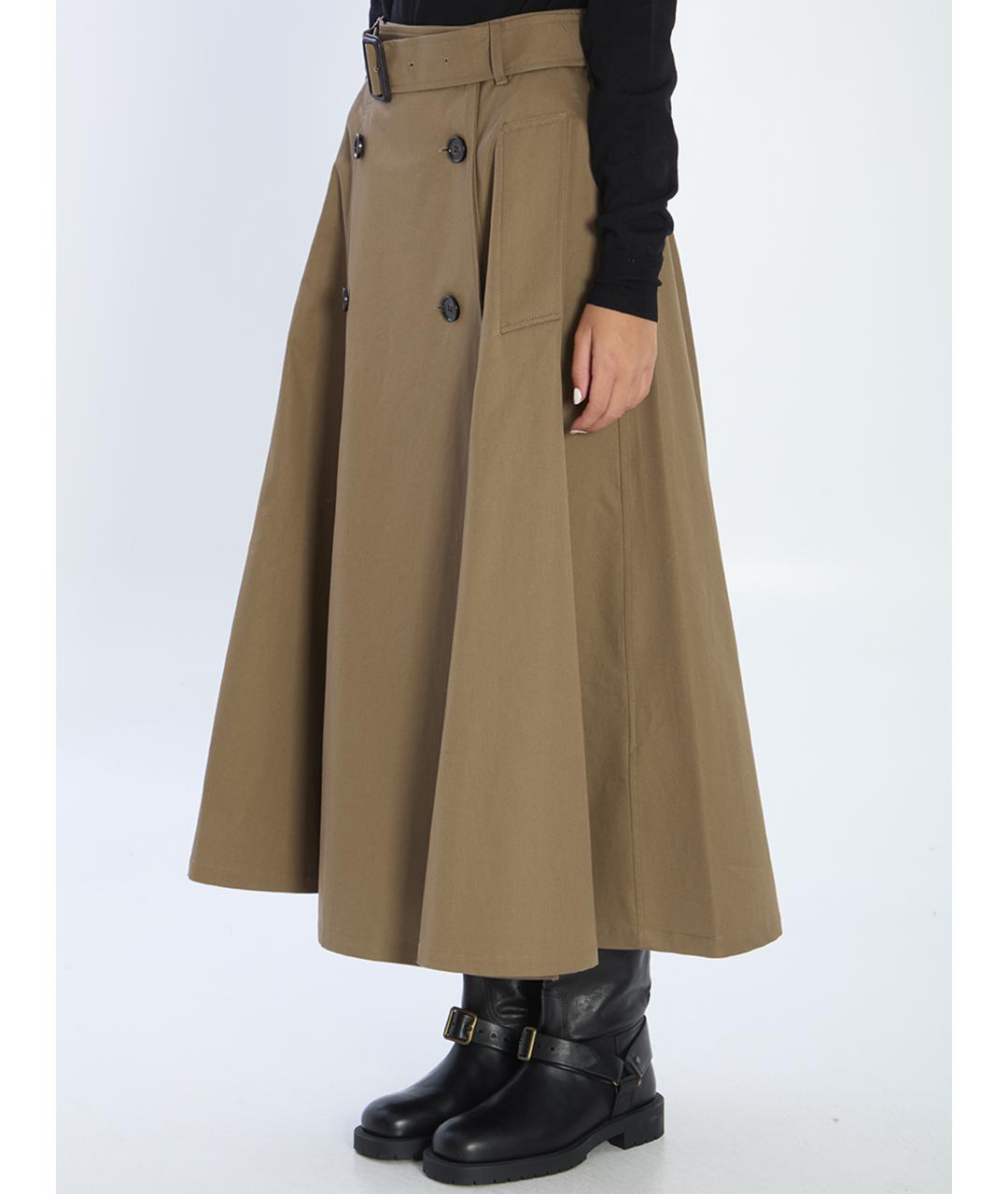 BURBERRY Коричневая хлопковая юбка миди, фото 3