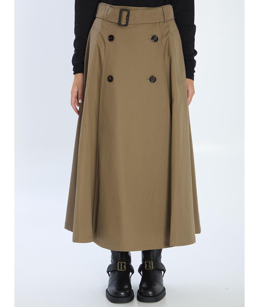 BURBERRY Коричневая хлопковая юбка миди, фото 2