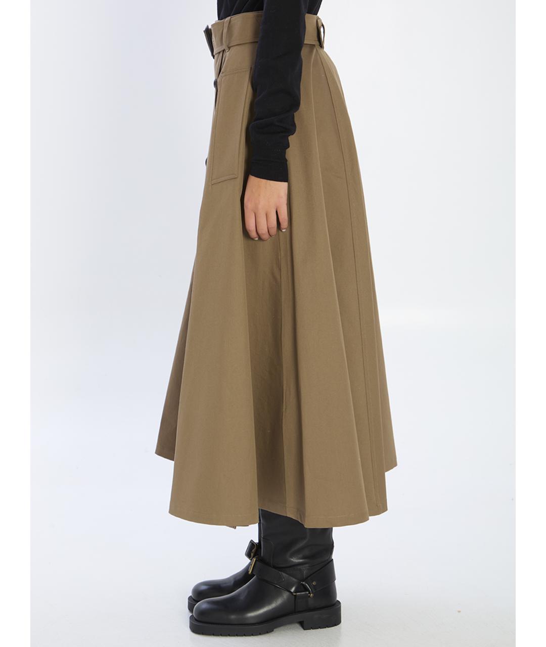 BURBERRY Коричневая хлопковая юбка миди, фото 4