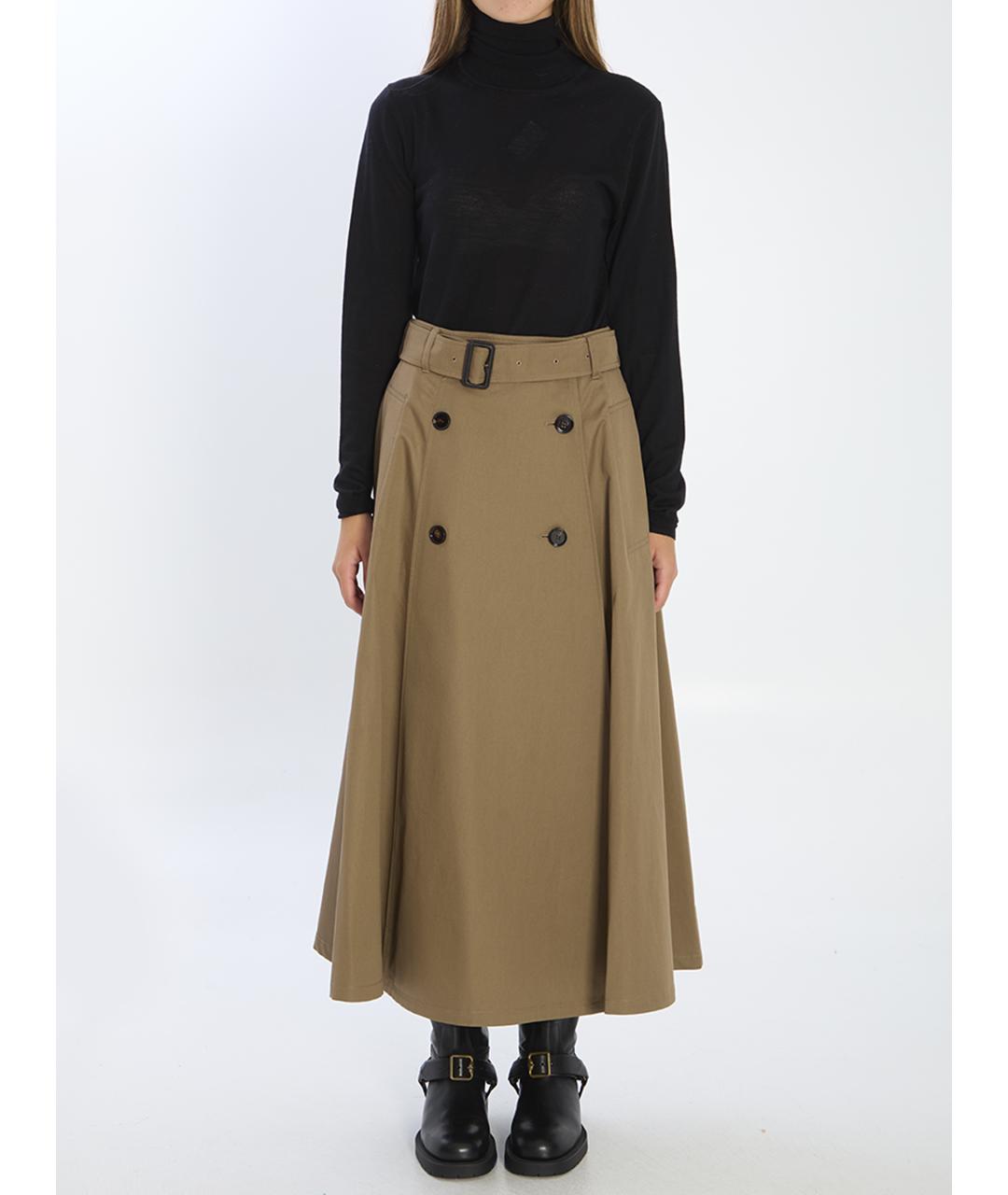 BURBERRY Коричневая хлопковая юбка миди, фото 6