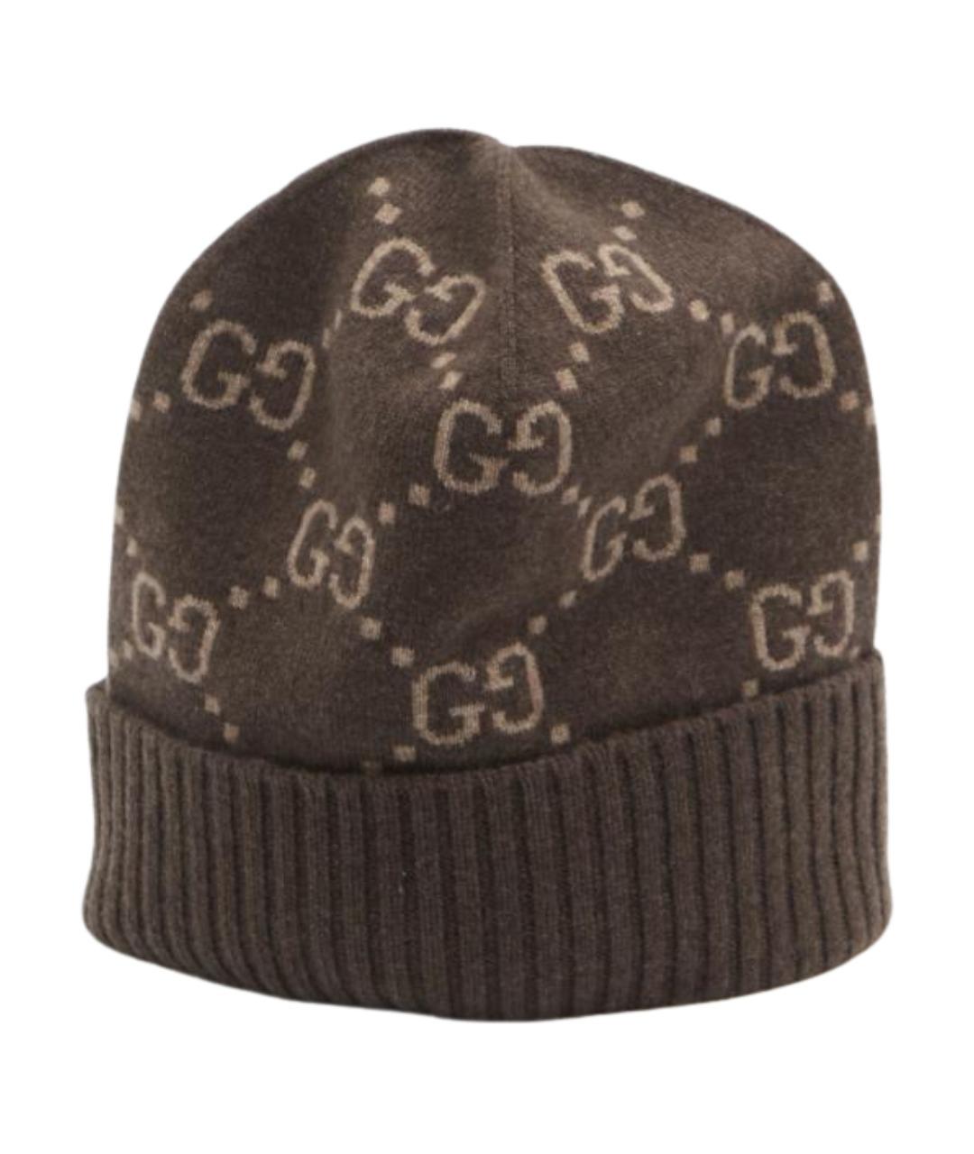 GUCCI Коричневая кашемировая кепка/бейсболка, фото 1