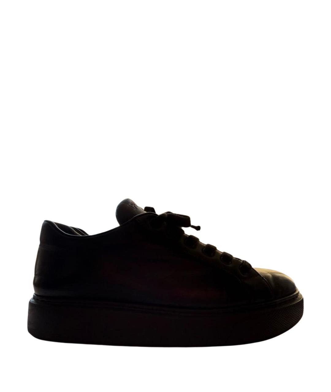PRADA Черные кожаные кеды, фото 1
