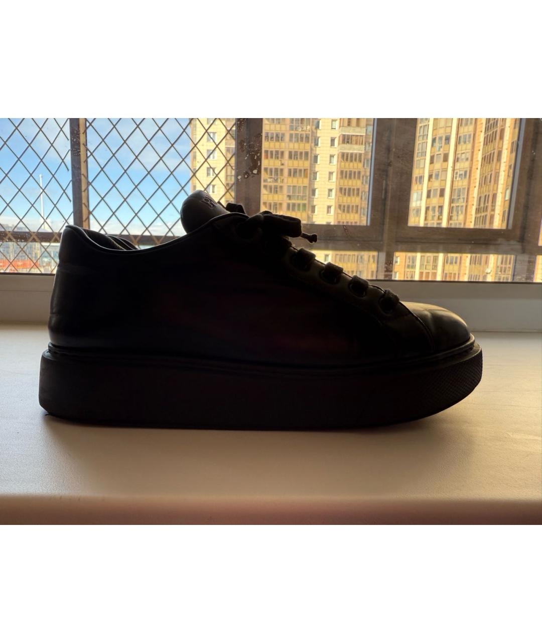 PRADA Черные кожаные кеды, фото 9