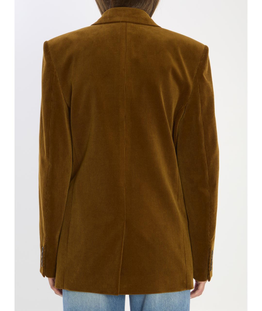 SAINT LAURENT Коричневый хлопковый жакет/пиджак, фото 5