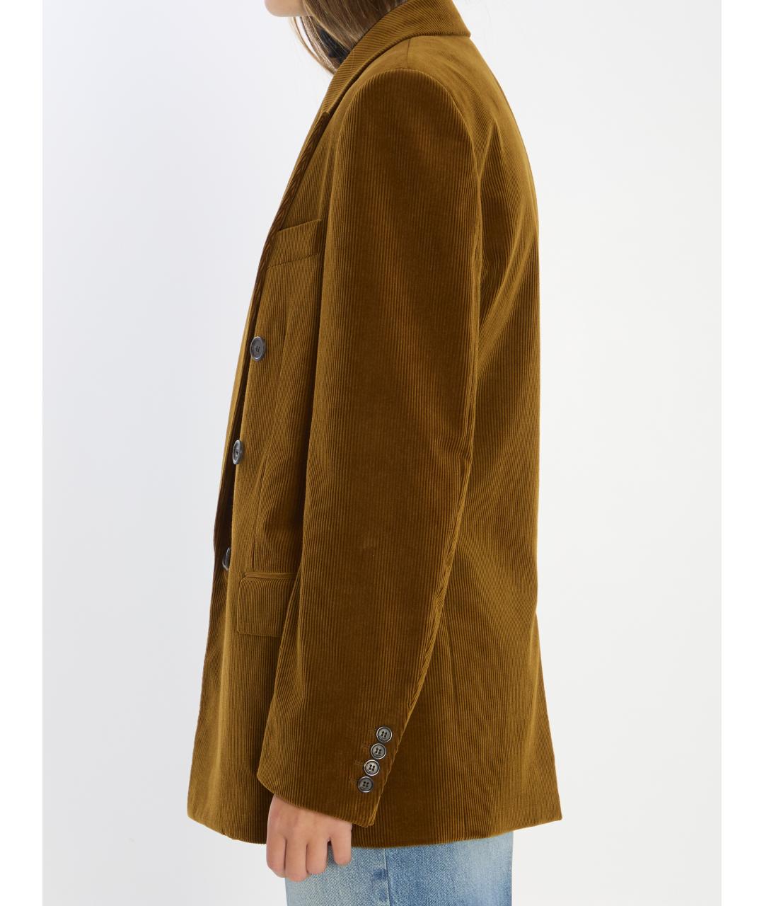 SAINT LAURENT Коричневый хлопковый жакет/пиджак, фото 4