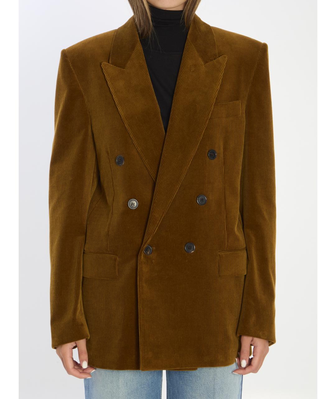 SAINT LAURENT Коричневый хлопковый жакет/пиджак, фото 2