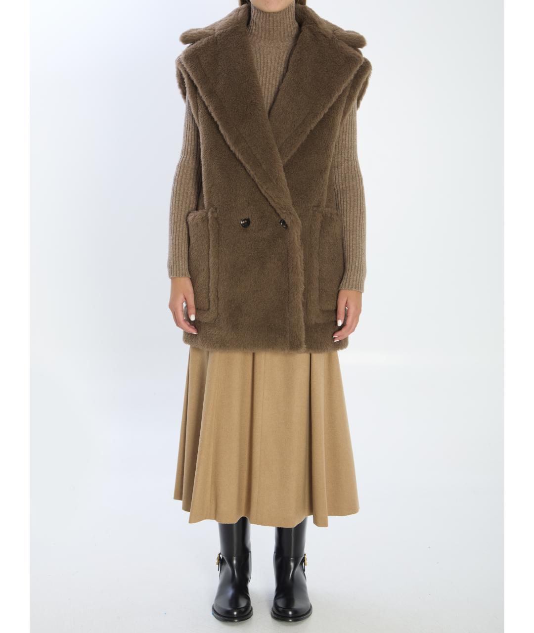MAX MARA Коричневая шерстяная жилетка, фото 6