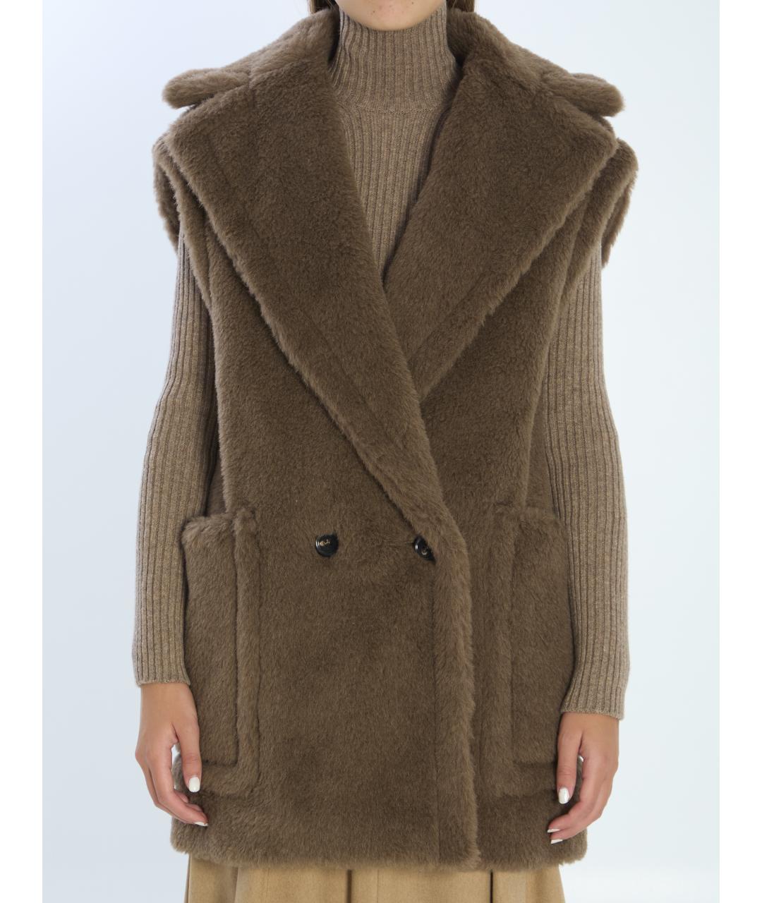 MAX MARA Коричневая шерстяная жилетка, фото 2