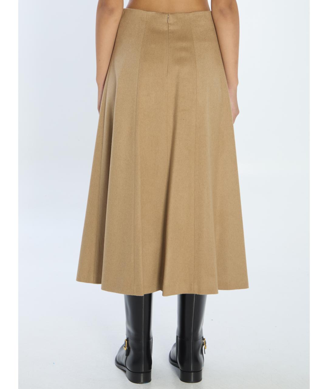 MAX MARA Бежевая шерстяная юбка миди, фото 5