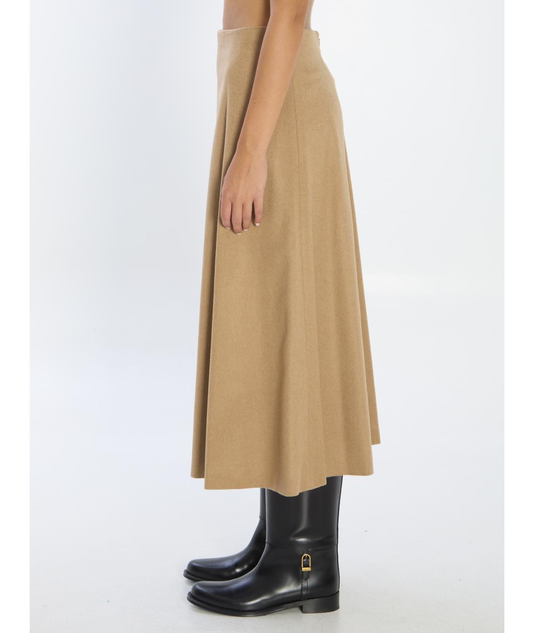 MAX MARA Бежевая шерстяная юбка миди, фото 4