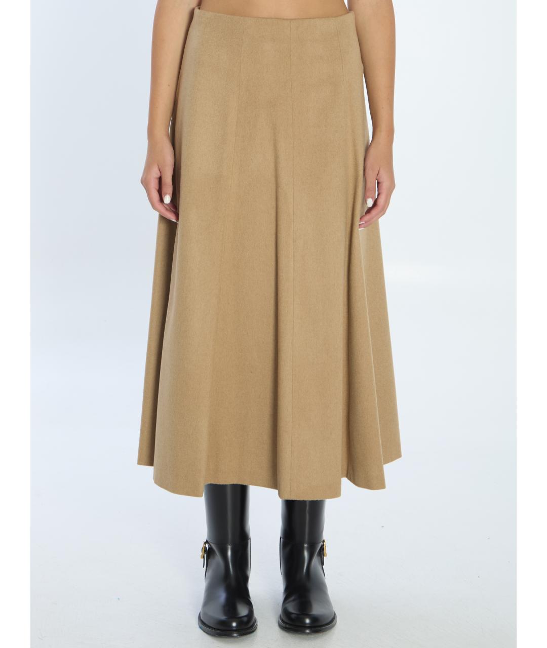 MAX MARA Бежевая шерстяная юбка миди, фото 2