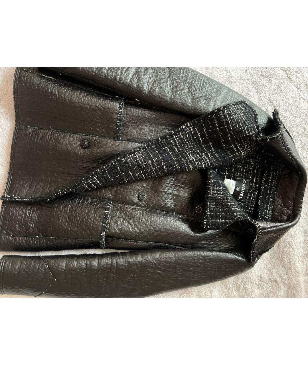 CHANEL Черный кожаный жакет/пиджак, фото 3