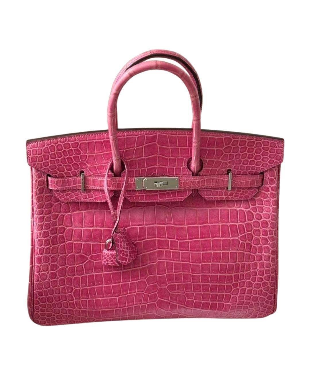 HERMES Розовая сумка с короткими ручками из экзотической кожи, фото 1