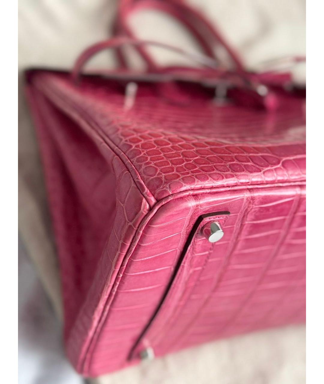 HERMES Розовая сумка с короткими ручками из экзотической кожи, фото 8