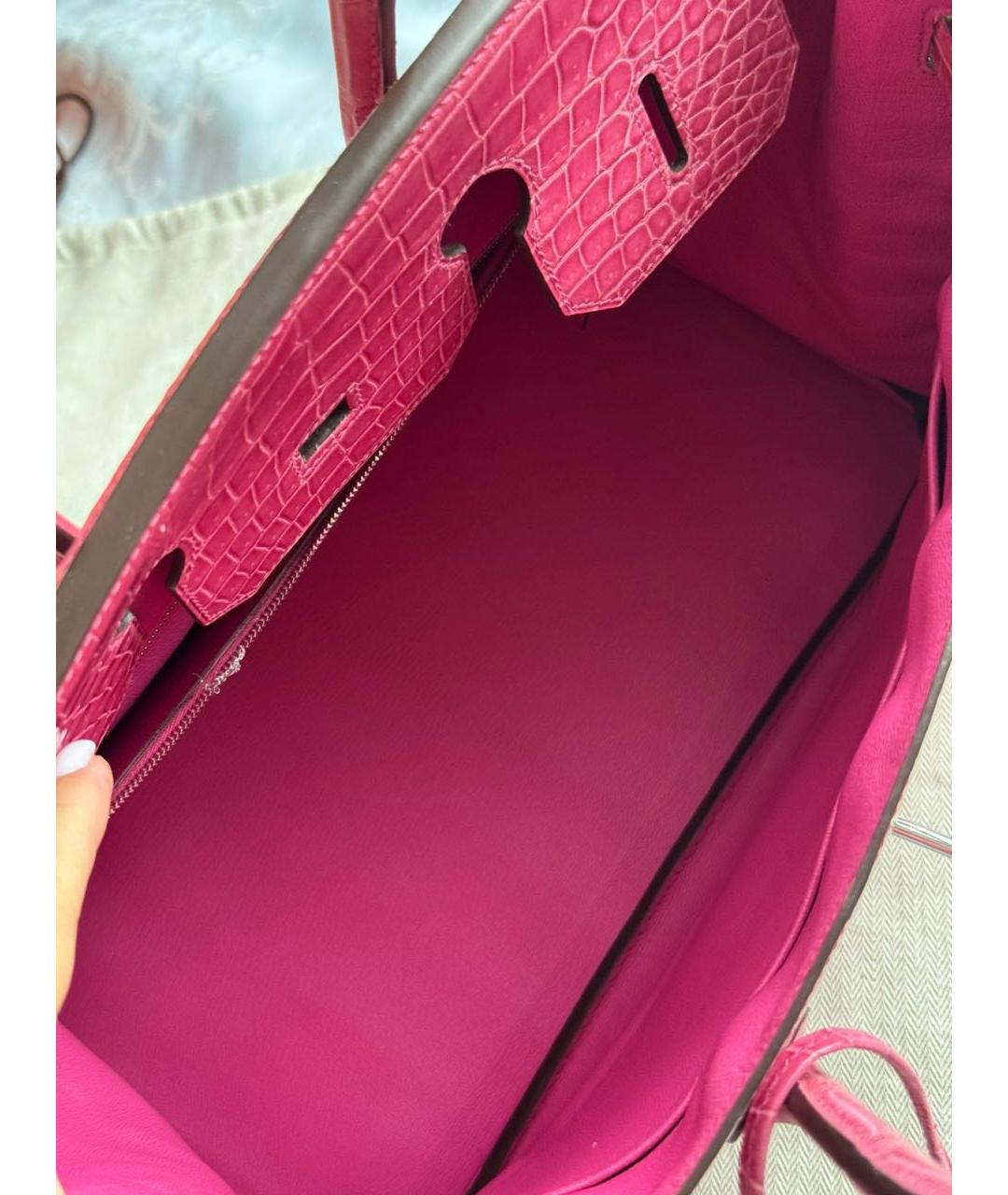 HERMES Розовая сумка с короткими ручками из экзотической кожи, фото 7