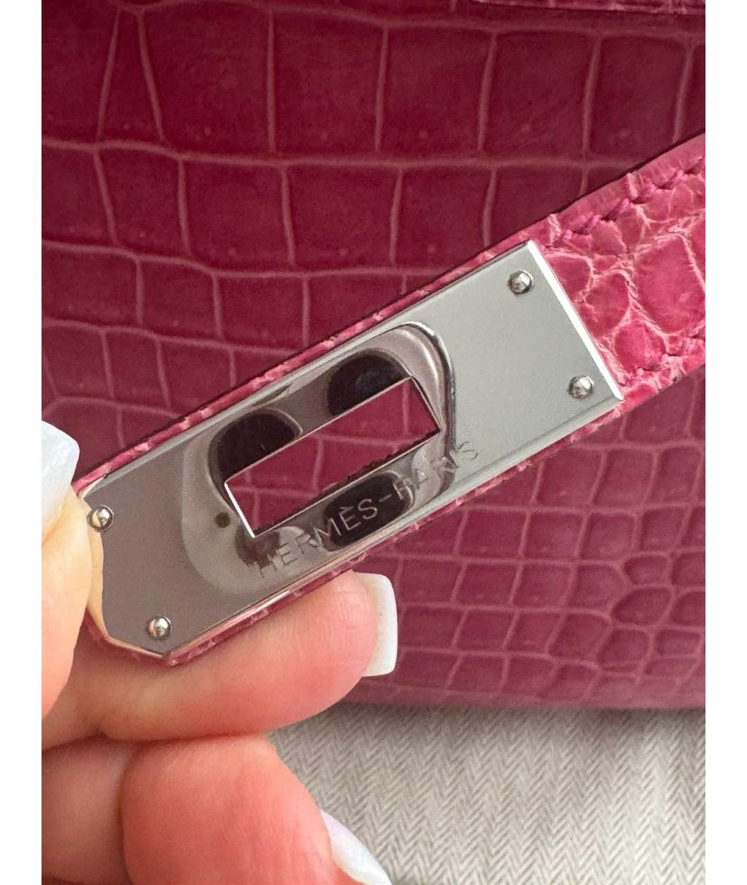 HERMES Розовая сумка с короткими ручками из экзотической кожи, фото 4