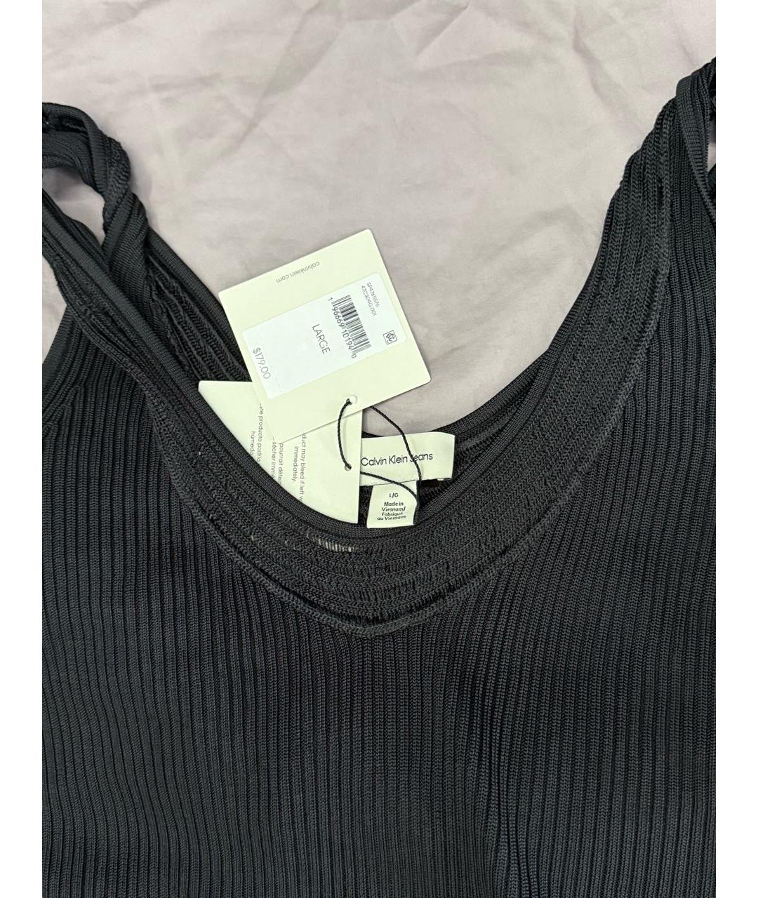 CALVIN KLEIN Черное вискозное повседневное платье, фото 4