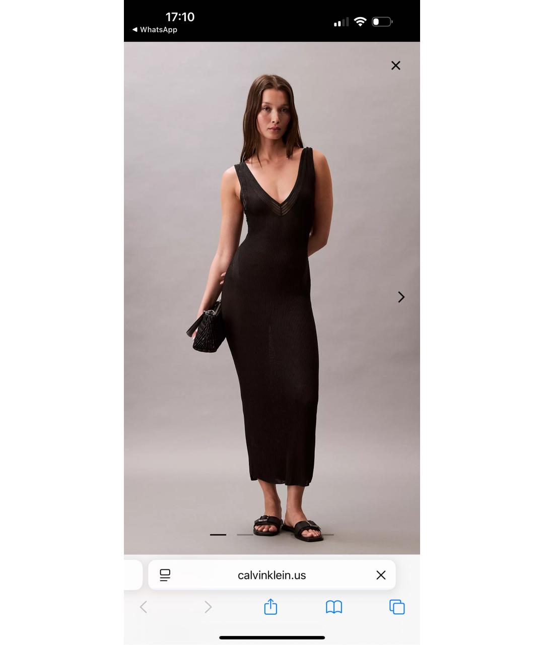 CALVIN KLEIN Черное вискозное повседневное платье, фото 5