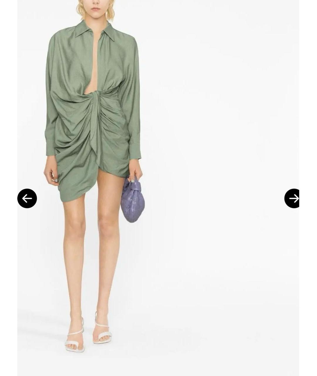 JACQUEMUS Зеленые хлопковое повседневное платье, фото 4