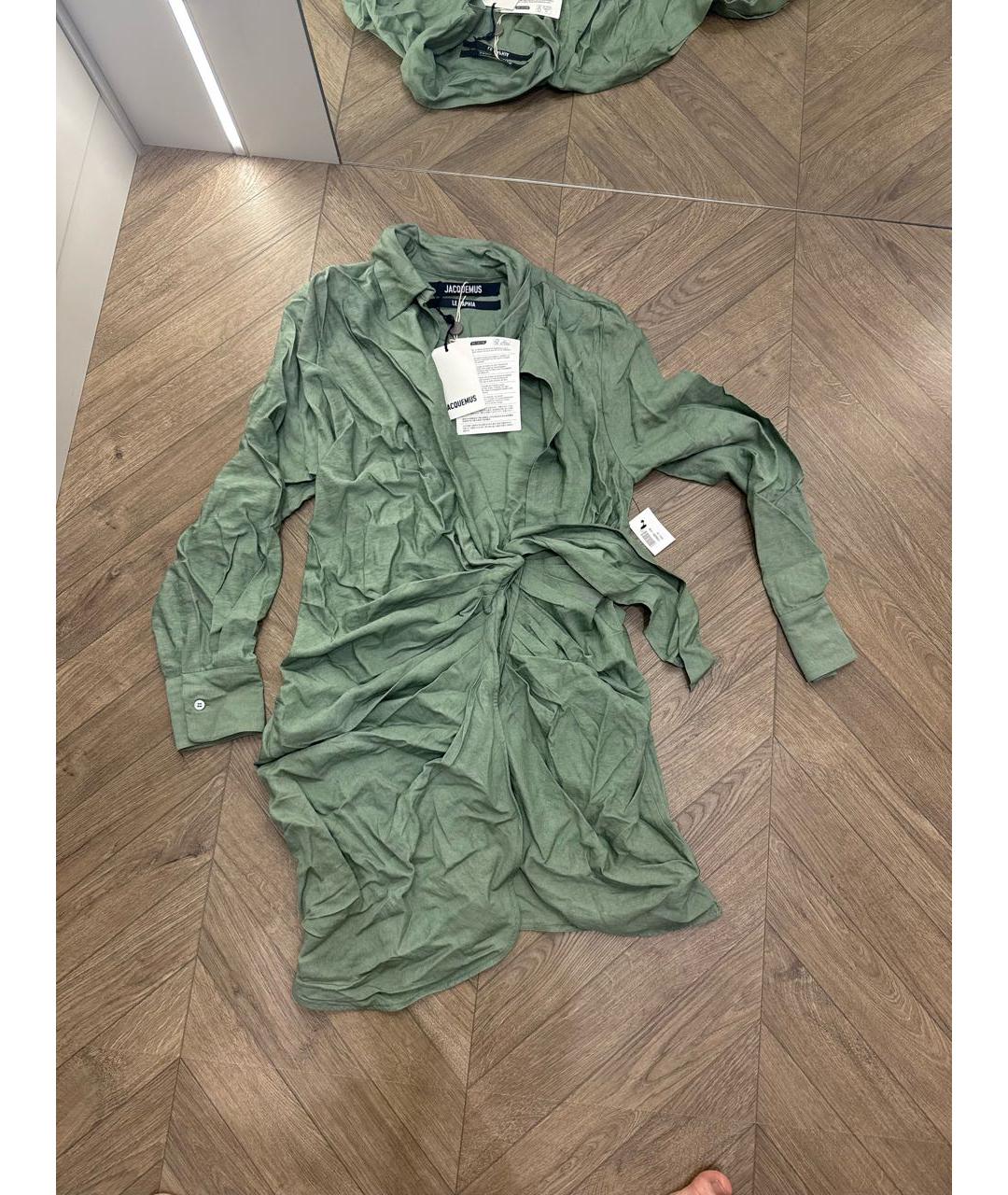 JACQUEMUS Зеленые хлопковое повседневное платье, фото 2