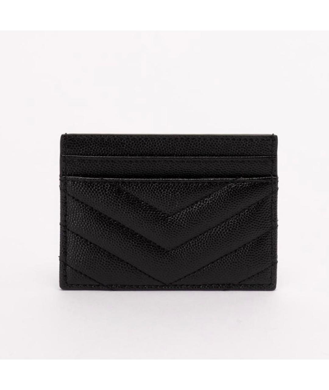 SAINT LAURENT Черный кожаный кардхолдер, фото 3