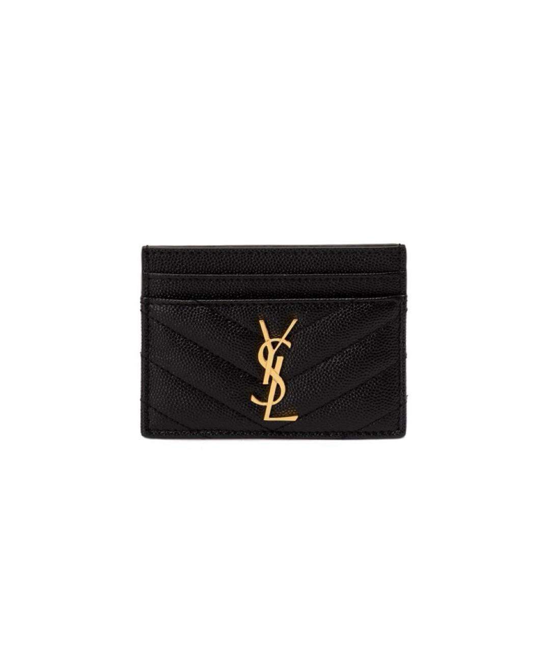 SAINT LAURENT Черный кожаный кардхолдер, фото 1