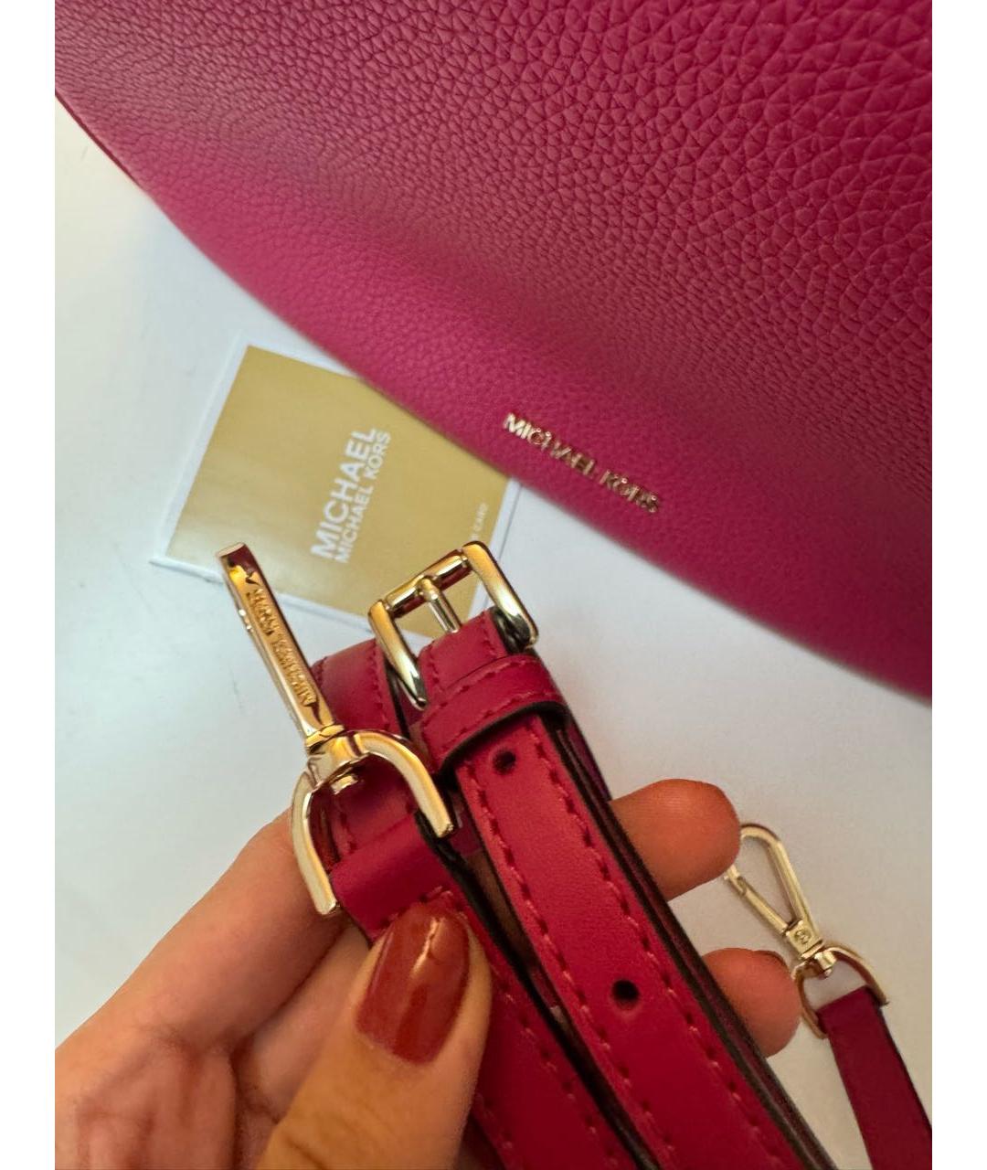 MICHAEL KORS Фуксия кожаная сумка через плечо, фото 5