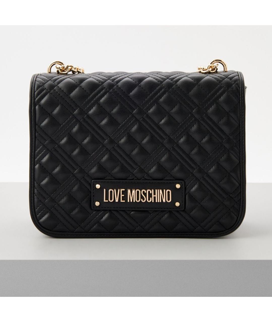 LOVE MOSCHINO Черная кожаная сумка через плечо, фото 8