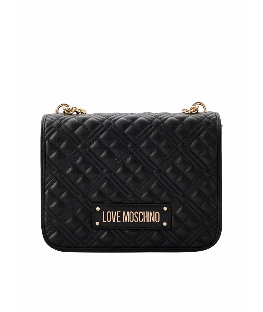 LOVE MOSCHINO Черная кожаная сумка через плечо, фото 1
