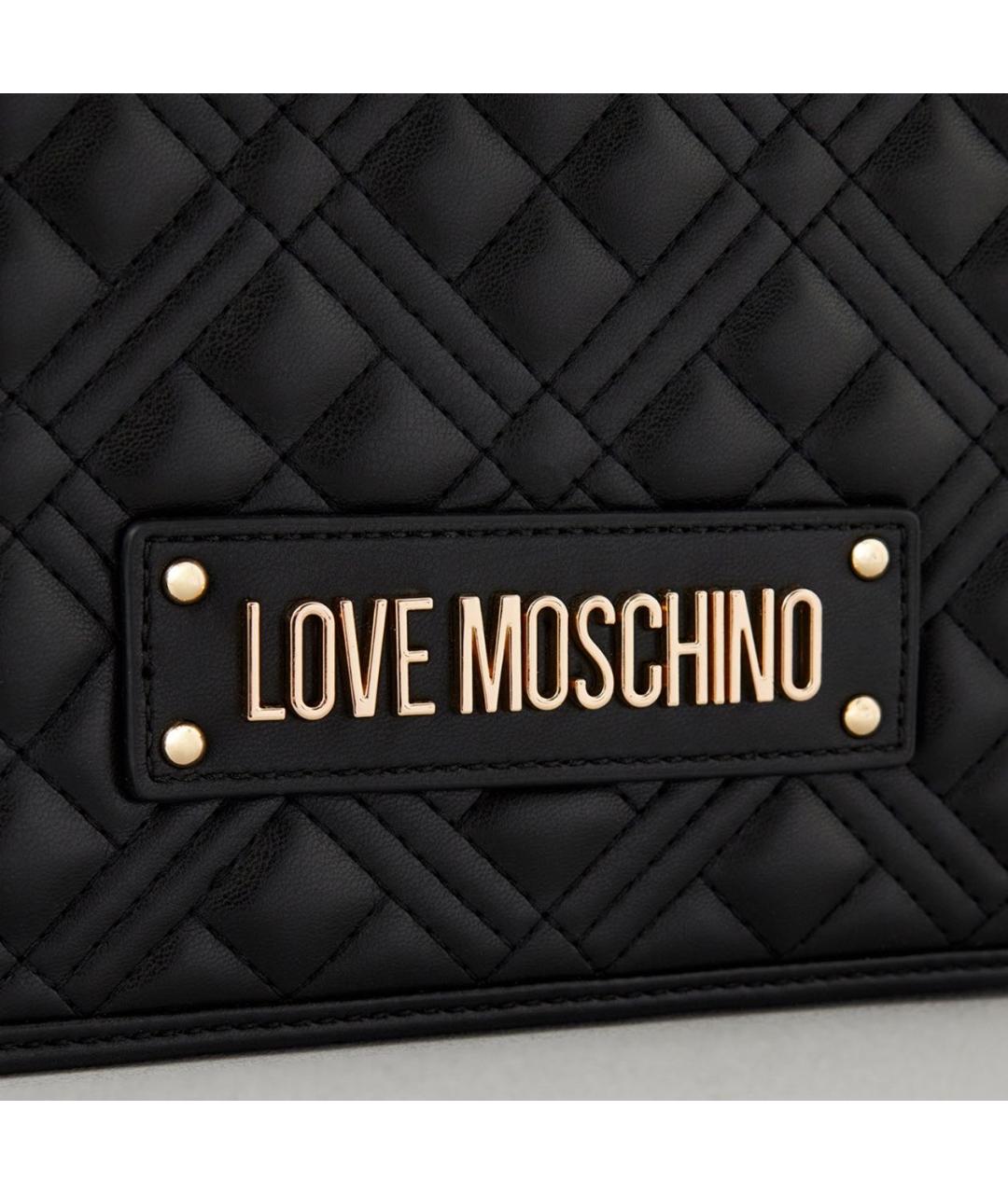 LOVE MOSCHINO Черная кожаная сумка через плечо, фото 3