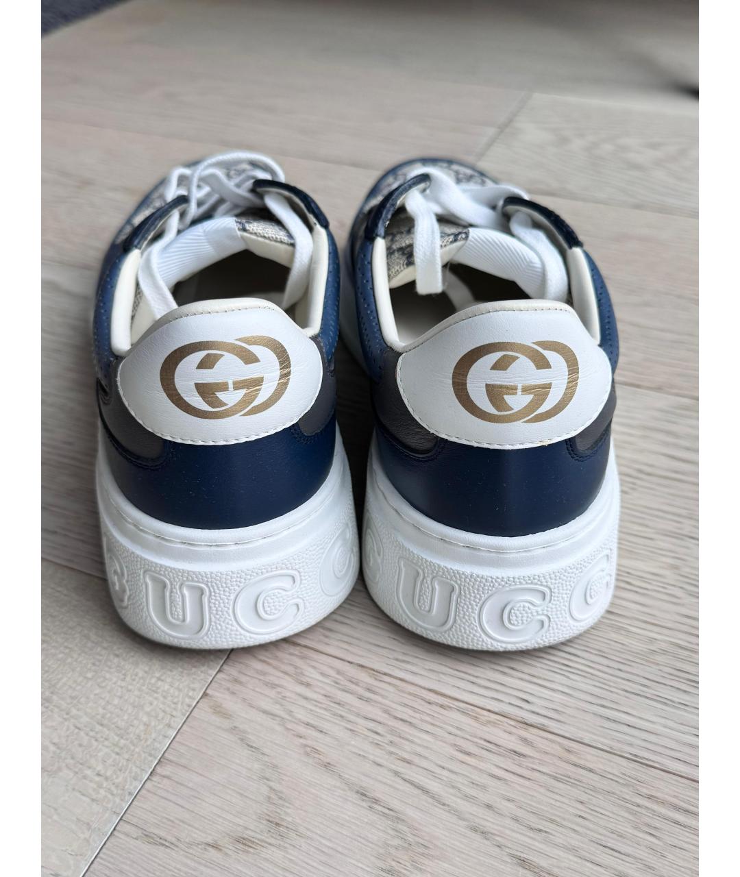 GUCCI Синие текстильные низкие кроссовки / кеды, фото 4