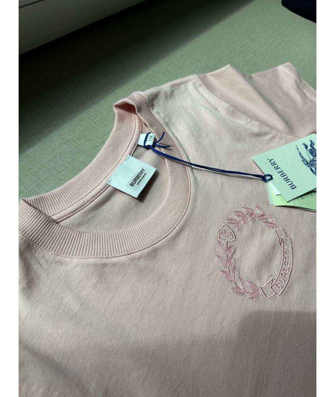 BURBERRY Розовая хлопковая футболка, фото 4