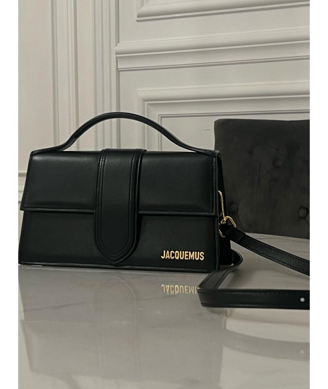 JACQUEMUS Черная кожаная сумка с короткими ручками, фото 4
