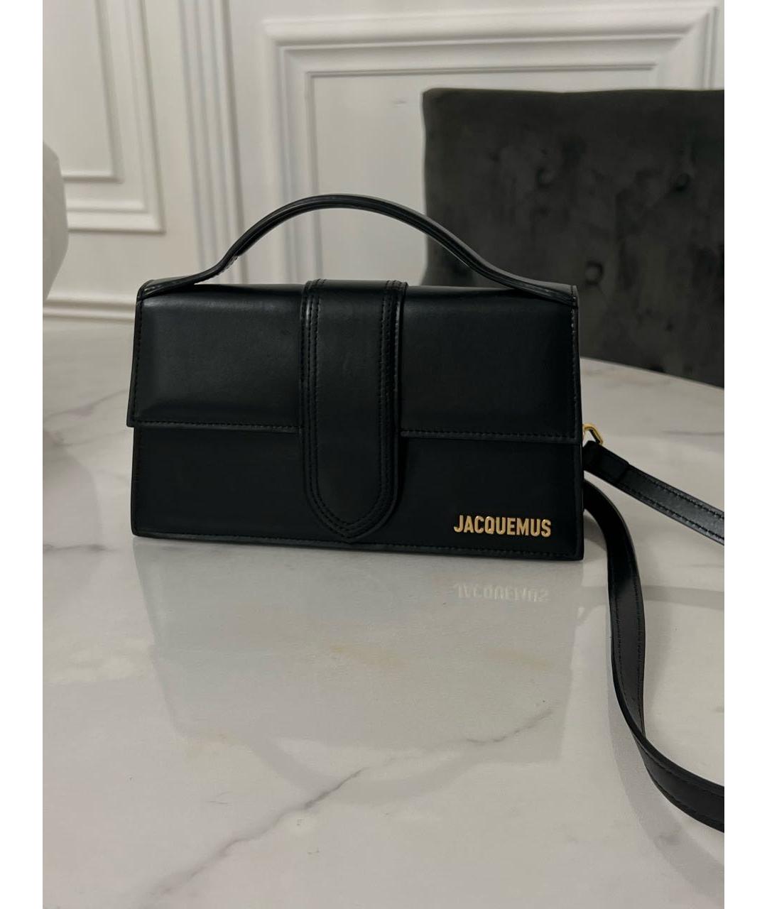 JACQUEMUS Черная кожаная сумка с короткими ручками, фото 2