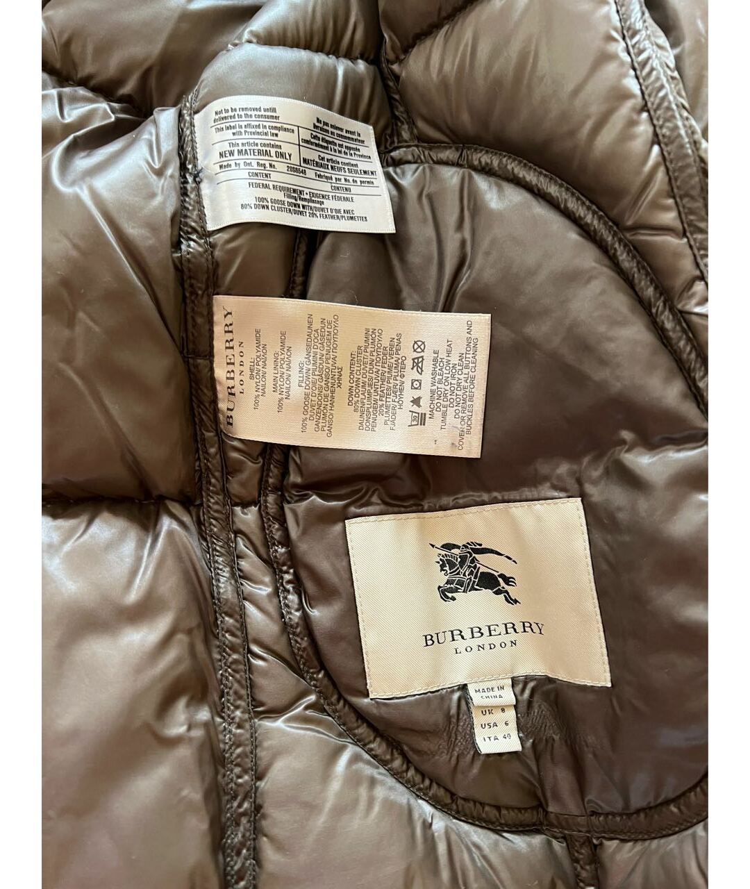 BURBERRY LONDON Коричневый пуховик, фото 6