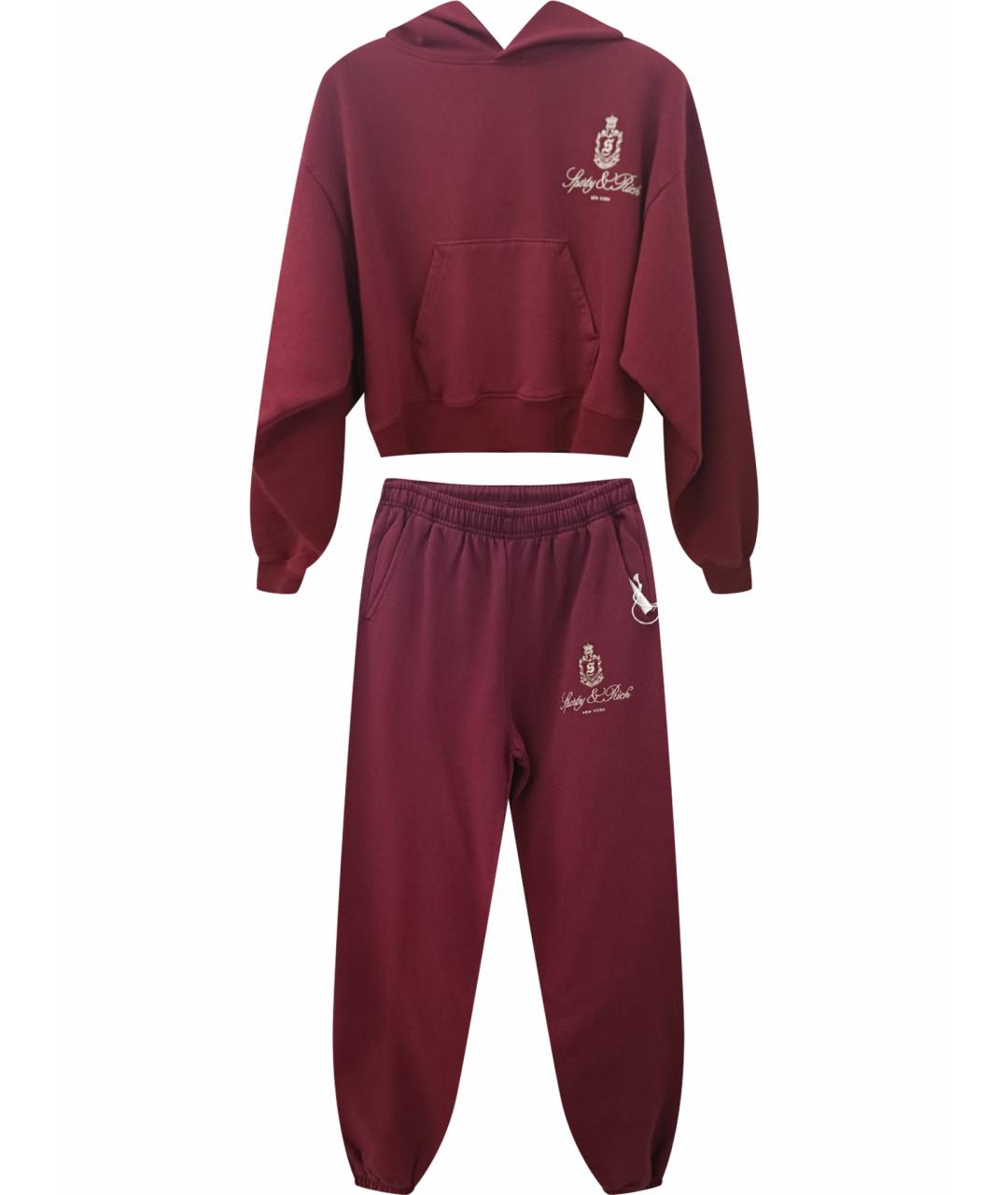 SPORTY AND RICH Бордовый хлопковый спортивные костюмы, фото 1
