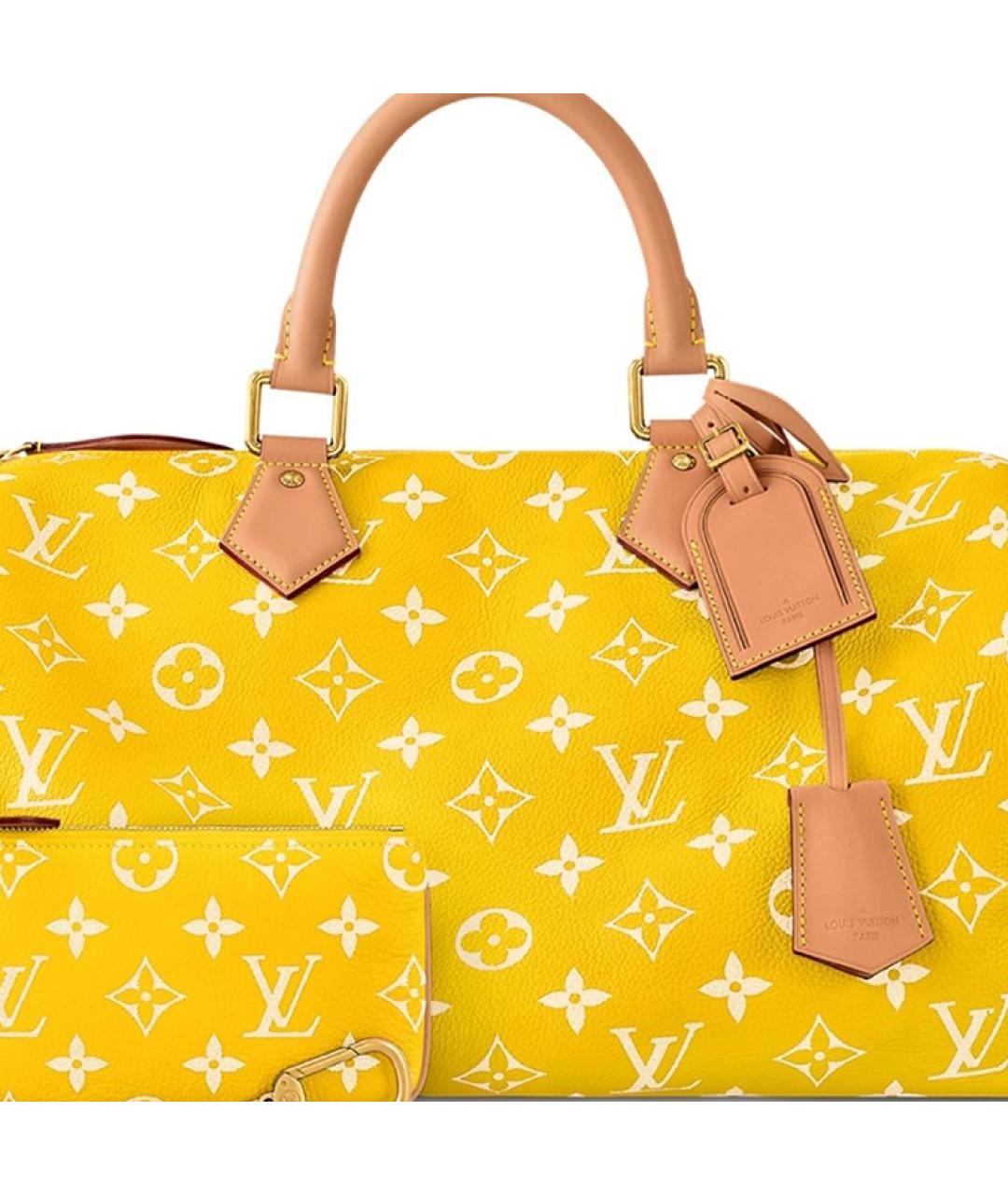 LOUIS VUITTON Желтая кожаная дорожная/спортивная сумка, фото 5