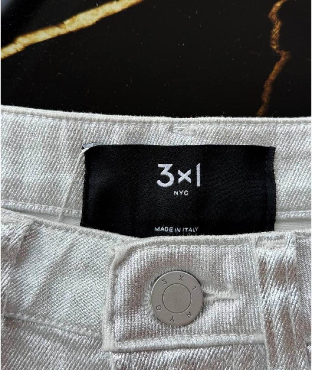 3X1 Белые хлопковые прямые джинсы, фото 3