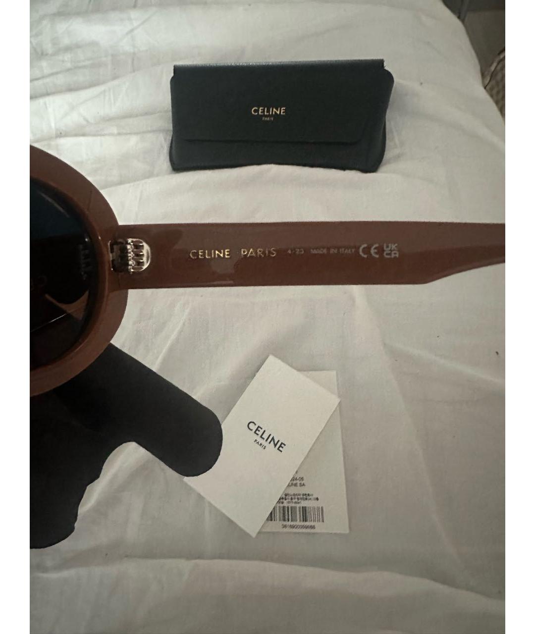 CELINE Коричневые пластиковые солнцезащитные очки, фото 2