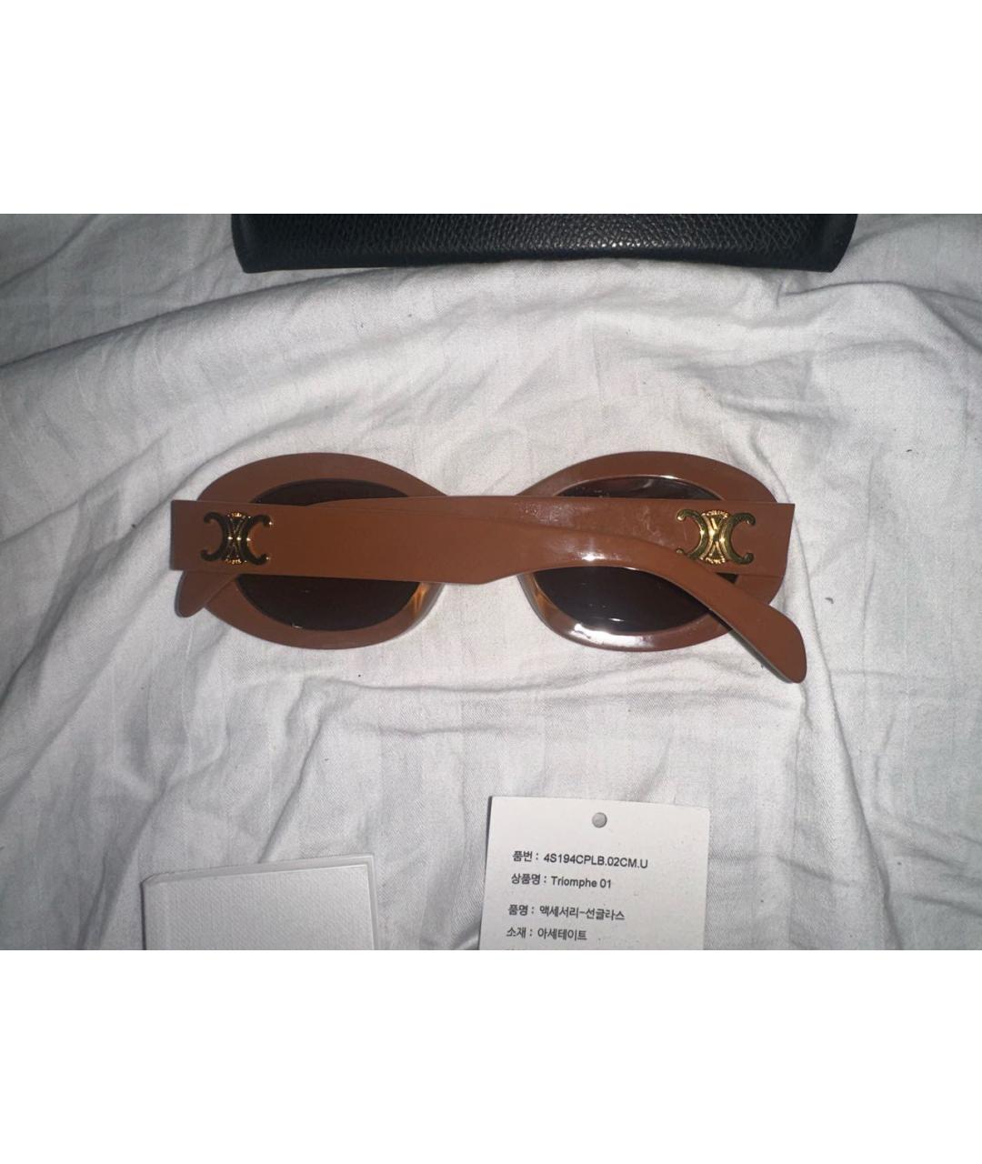 CELINE Коричневые пластиковые солнцезащитные очки, фото 3