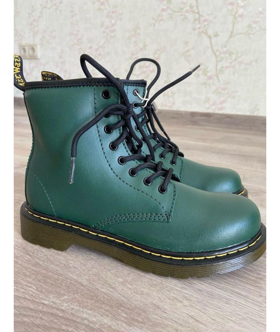 DR. MARTENS Зеленые кожаные ботинки, фото 3