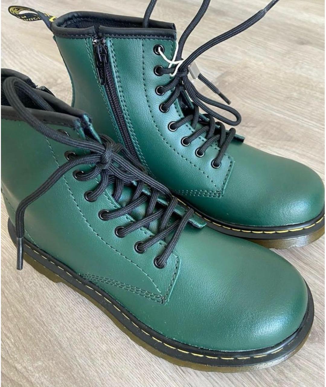 DR. MARTENS Зеленые кожаные ботинки, фото 5