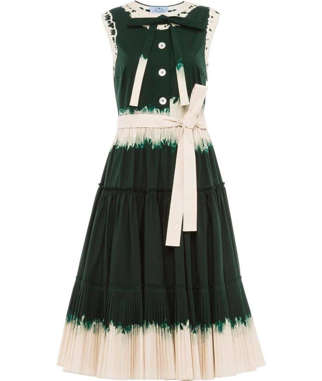 PRADA Зеленые хлопковое повседневное платье, фото 1