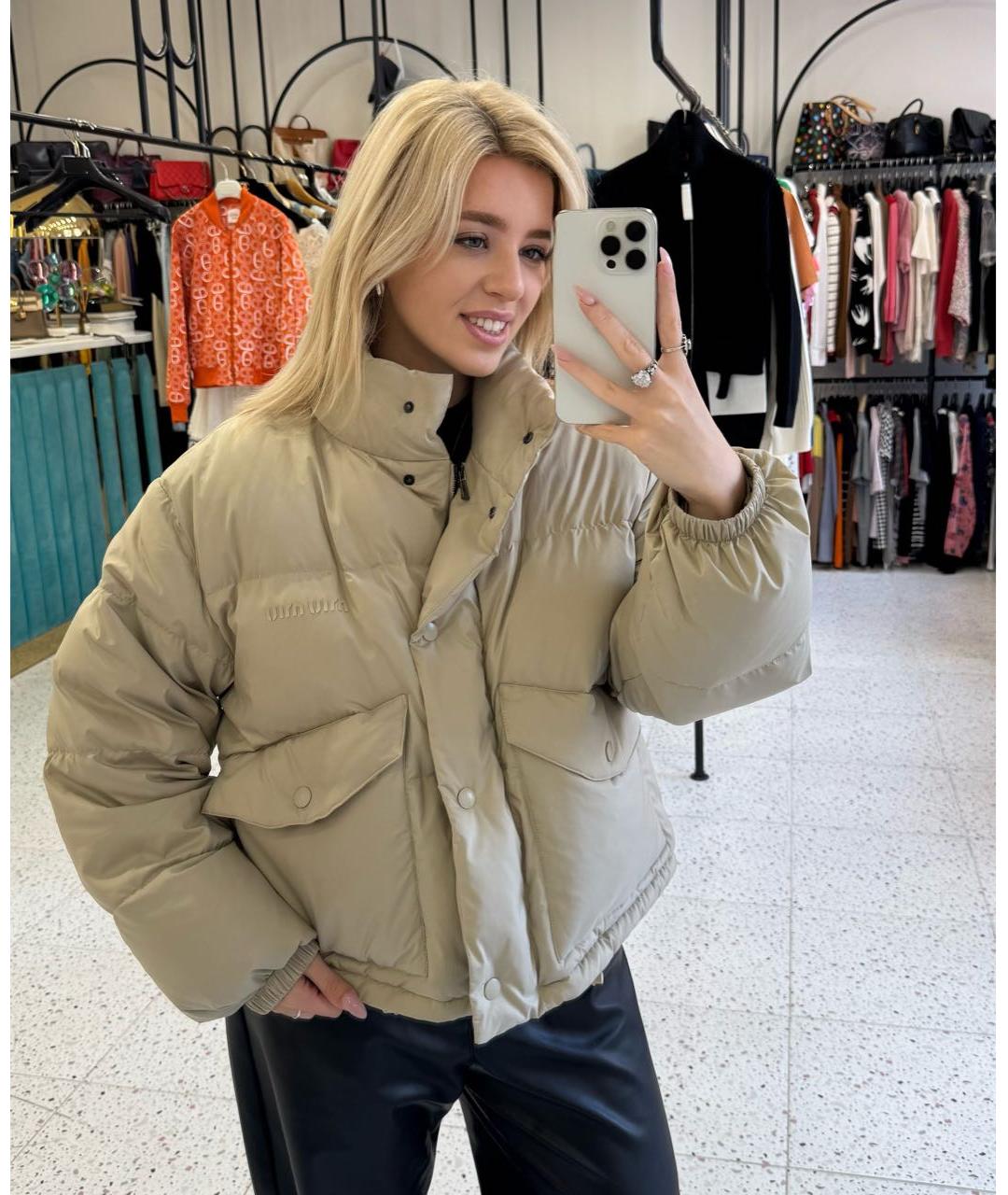 MIU MIU Бежевый пуховик, фото 7